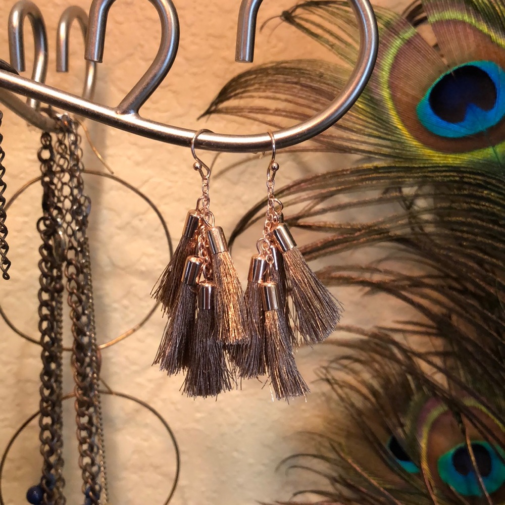 Blush Metallic Tassel Earrings